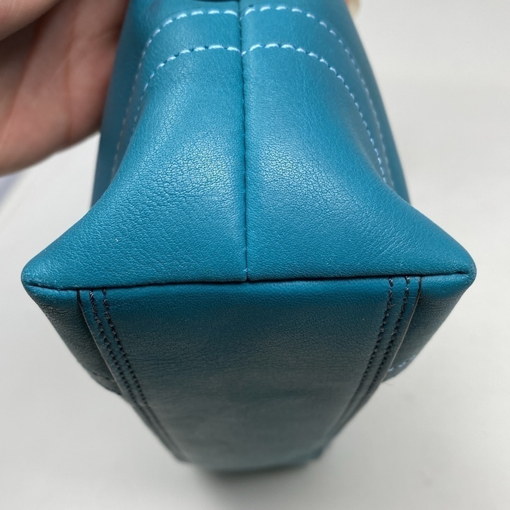 Vintage Y2K Coach Signature East West Demi Baguette Bag RARE Teal Blue color - Picture 11 of 16